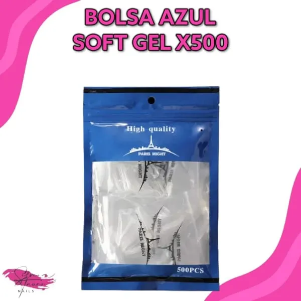 Tips Soft Gel Bolsa Azul X500