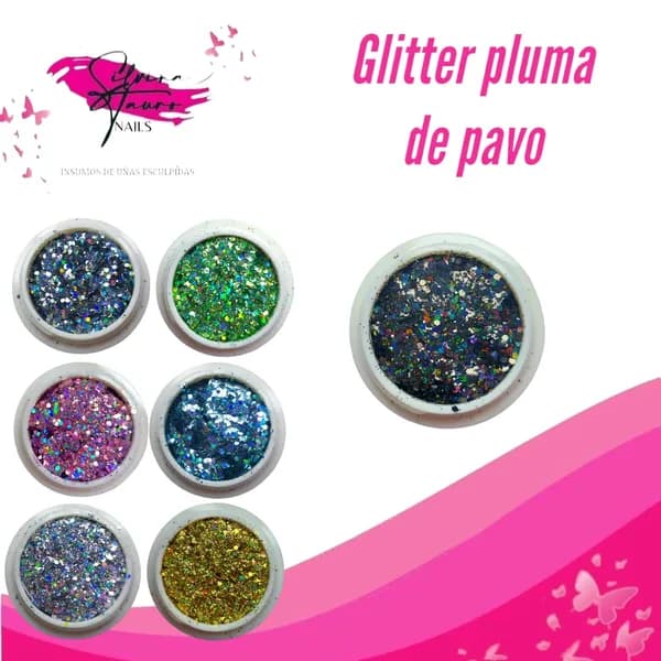 Glitter Pluma de Pavo